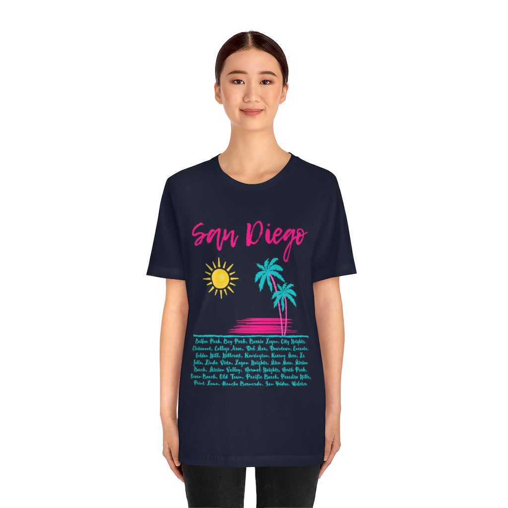 San Diego Neighborhoods Tee | SD Areas T-shirt (Pink)