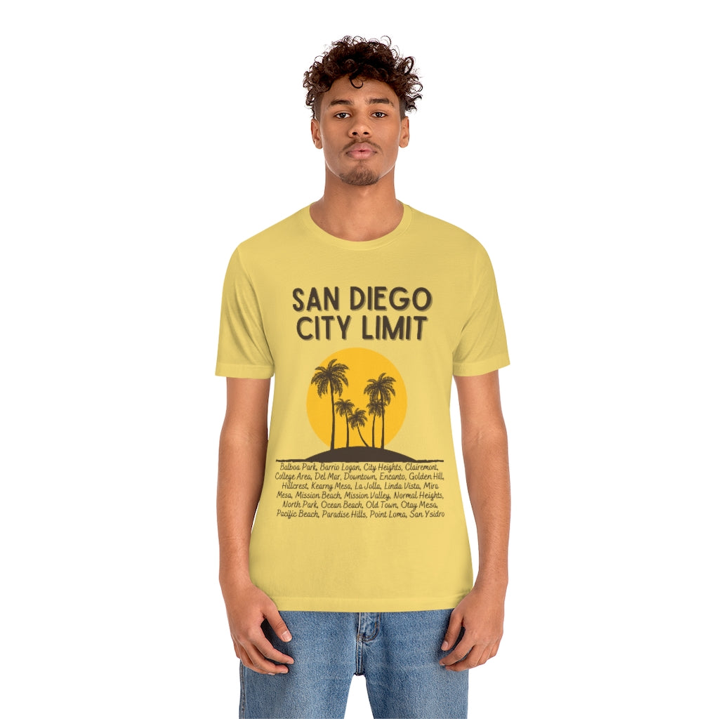 San Diego City Limit Tee | SD Areas on back (Brown)