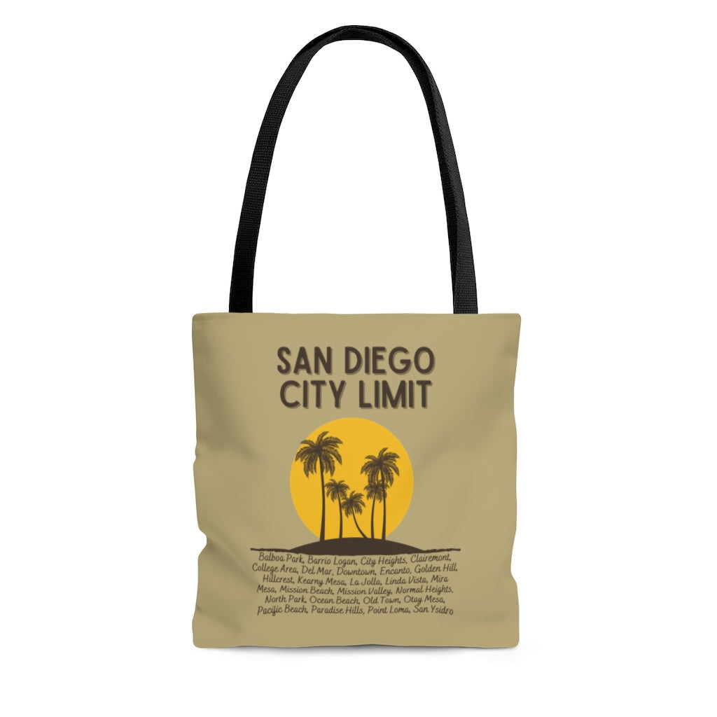 San Diego City Limit Sand and Brown Tote Bag | SD Areas
