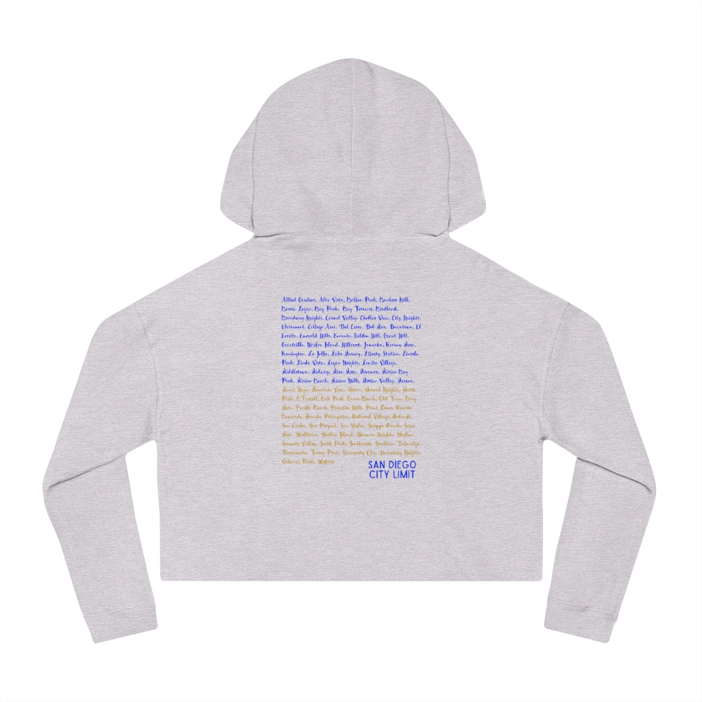 San Diego Beach Neighborhoods Cropped Hoodie (Blue)