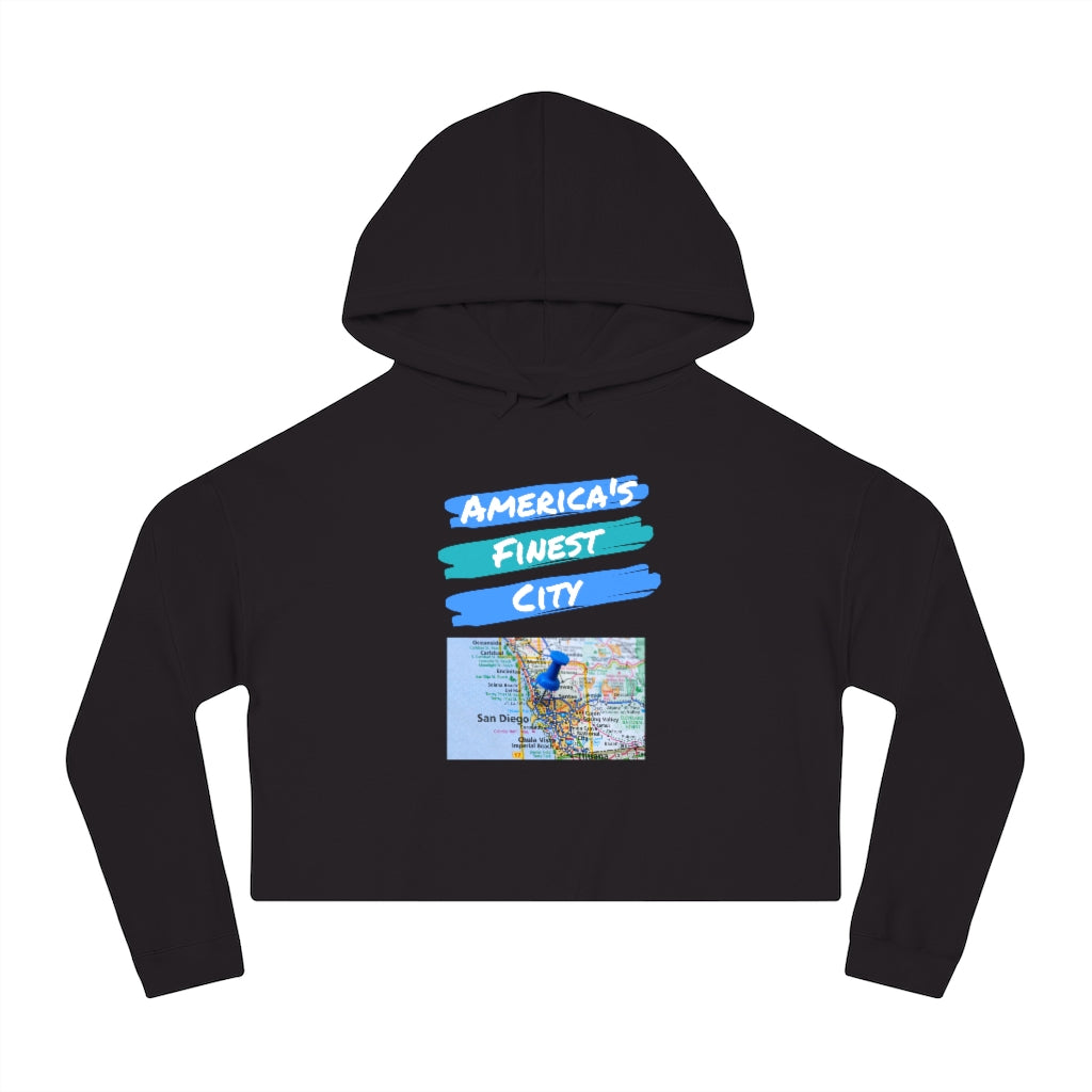 America's Finest City Women's Cropped Hoodie (Blue)