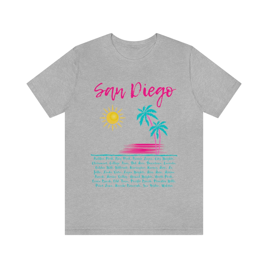 San Diego Neighborhoods Tee | SD Areas T-shirt (Pink)