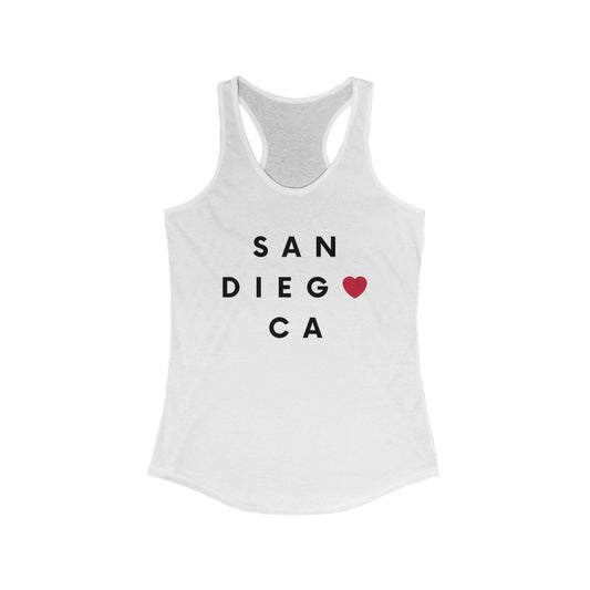 San Diego CA Women's Racerback Tank Top, SD Sleeveless T-Shirt (Multiple Colors Avail)