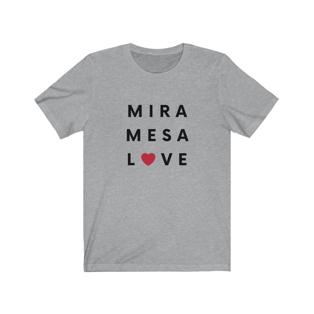 Mira Mesa Love Love T-Shirt, SD Tee (Red Heart) (Unisex)