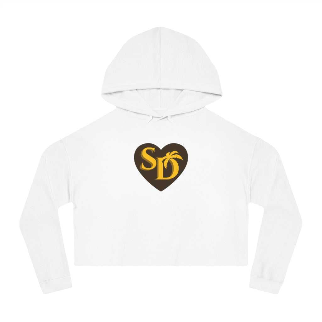 I Heart SD Brown & Gold Women's Cropped Hoodie