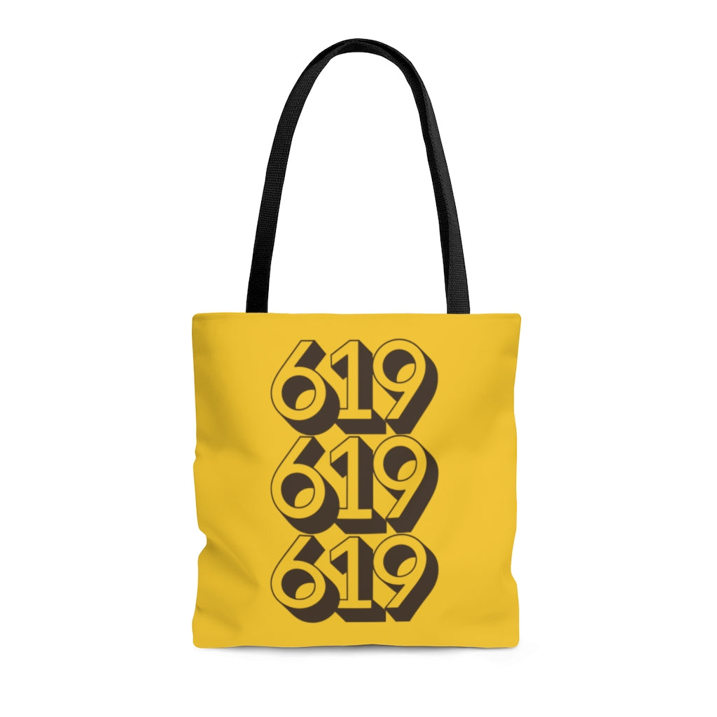 619 Tote Bag, San Diego Gold and Brown Beach Bag, SD Shopping Bag