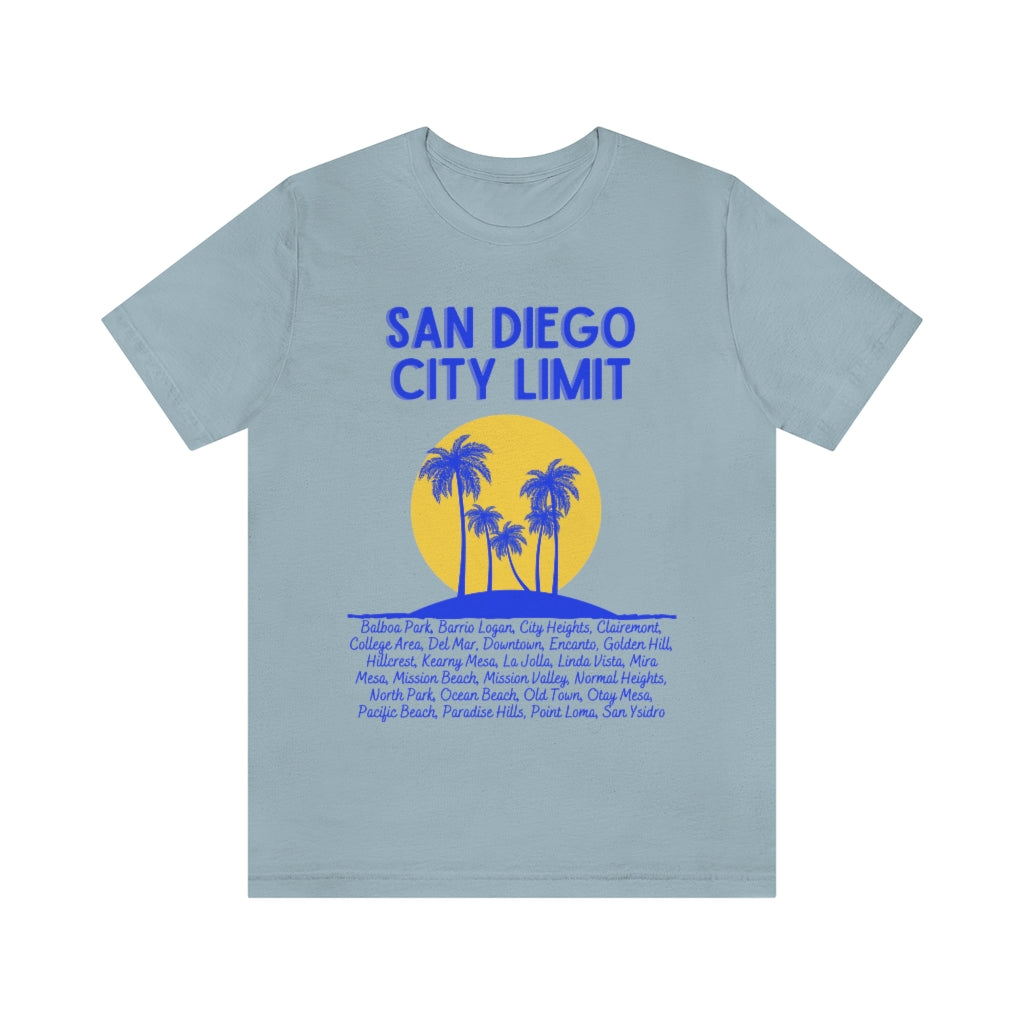 San Diego City Limit Tee | SD Areas on back (Royal Blue)