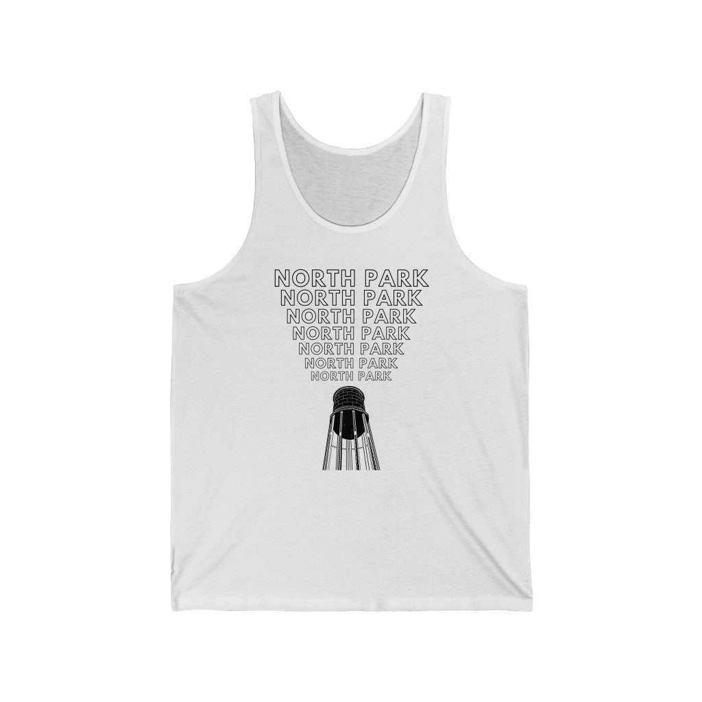 "Yell North Park" Tank-Top, NP Water Tower Sleeveless Shirt (Unisex)