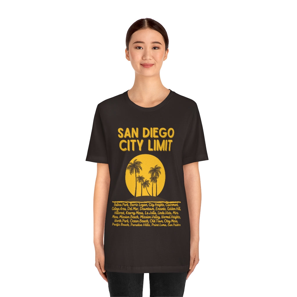 San Diego City Limit Tee | SD Areas on back (Brown)