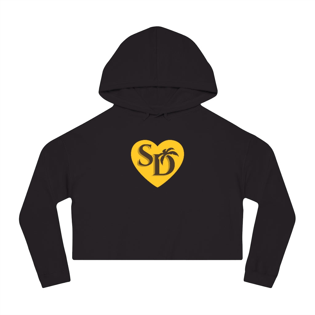 I Heart SD Brown & Gold Women's Cropped Hoodie