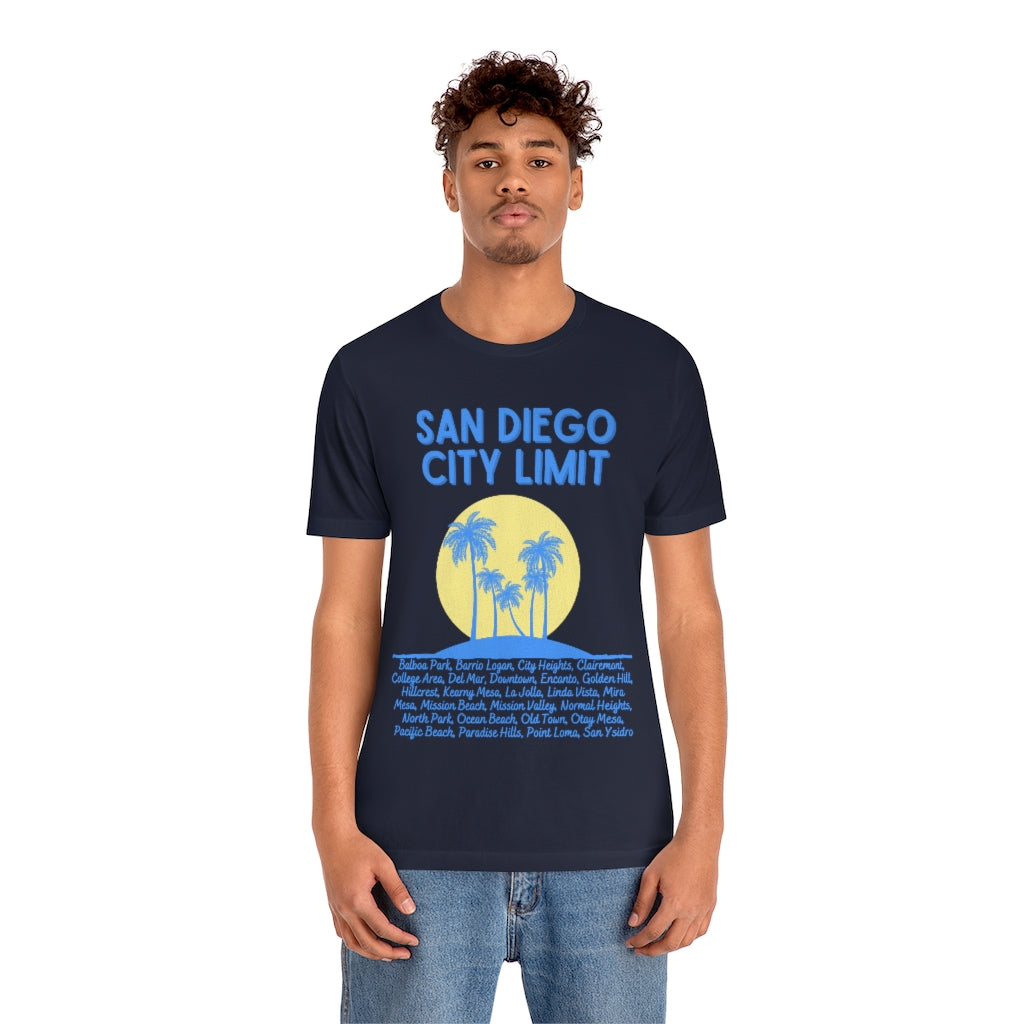 San Diego City Limit Tee | SD Areas on back (Baby Blue)