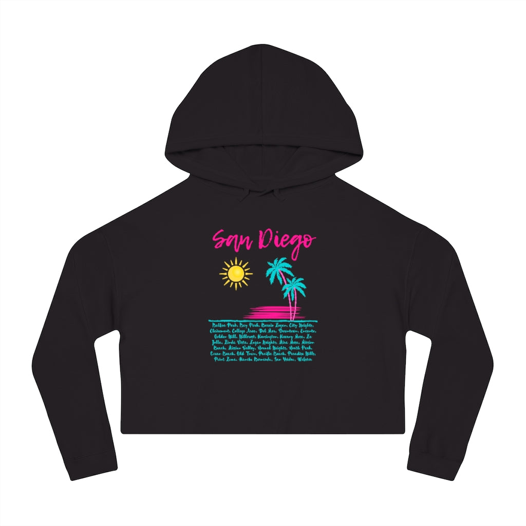 San Diego Beach Neighborhoods Cropped Hoodie (Pink)