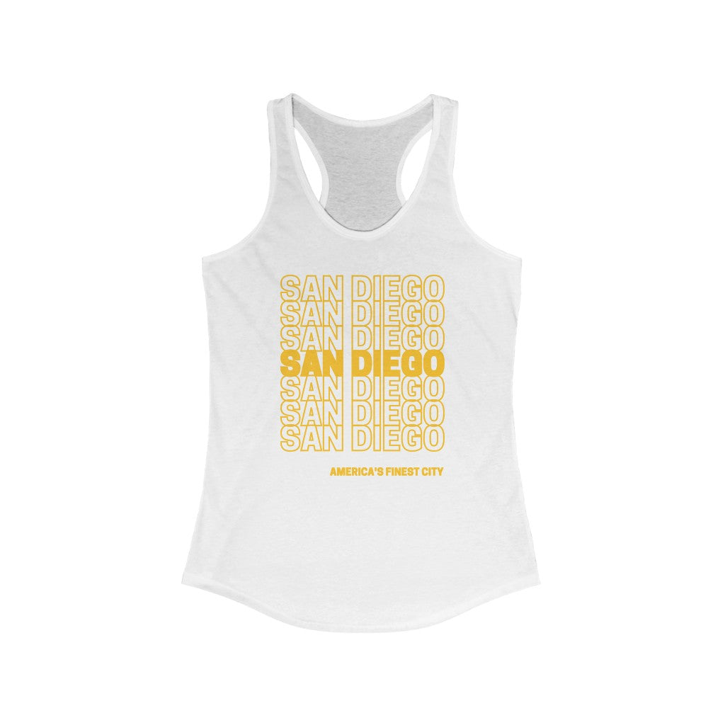 San Diego "Thank You" Women's Racerback Tank Top (Yellow)