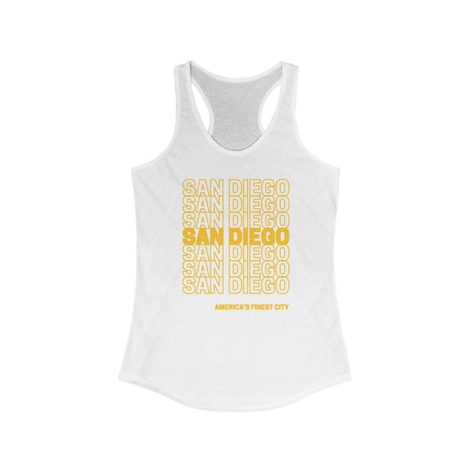 San Diego "Thank You" Women's Racerback Tank Top  (Yellow)