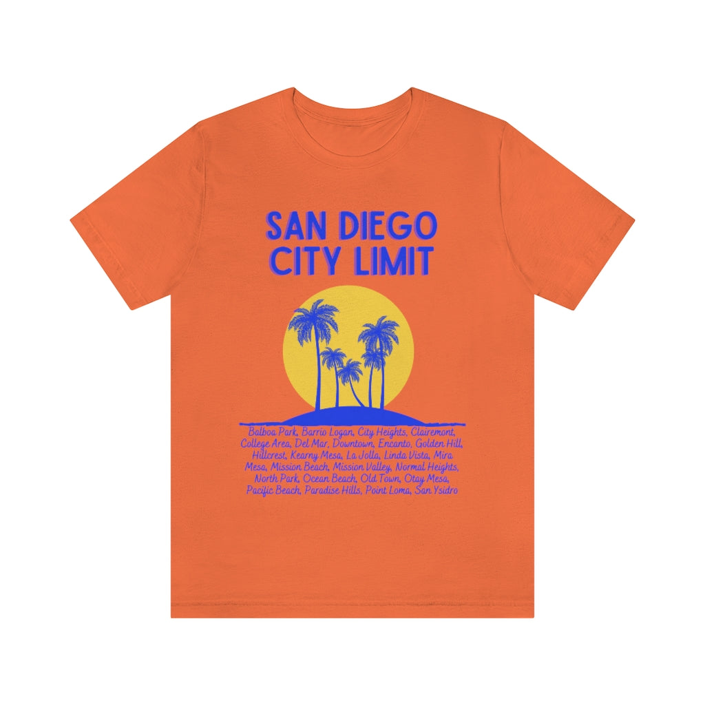 San Diego City Limit Tee | SD Areas on back (Royal Blue)
