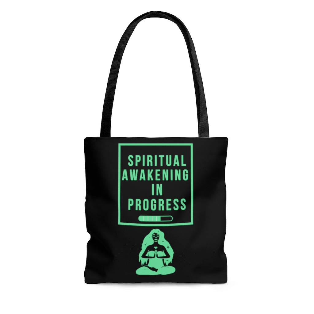 Spiritual Awakening Green and Black Tote Bag