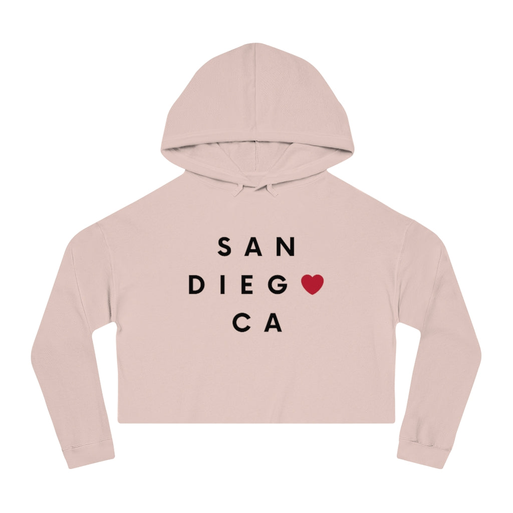 San Diego CA Women's Cropped Top Hoodie, SD Hooded Sweatshirt