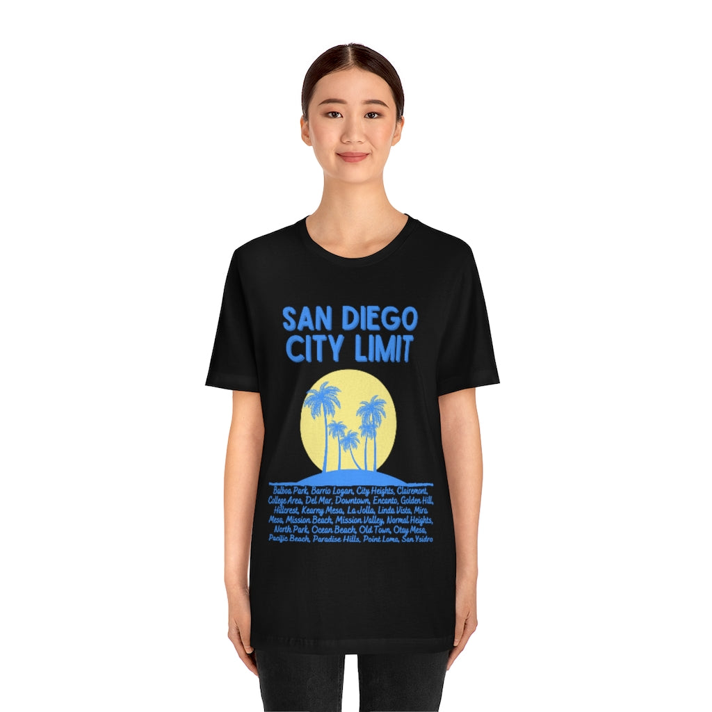 San Diego City Limit Tee | SD Areas on back (Baby Blue)