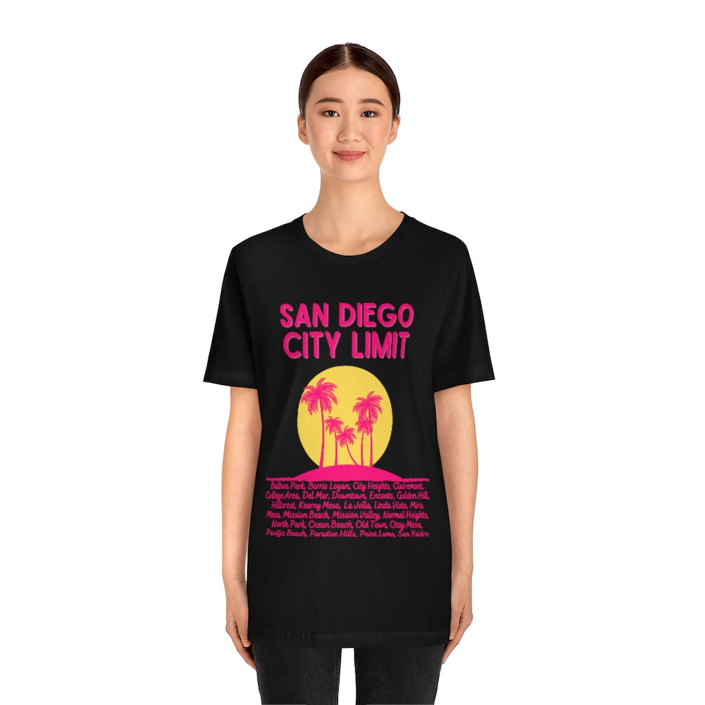 San Diego City Limit Tee | SD Areas on back (Pink)