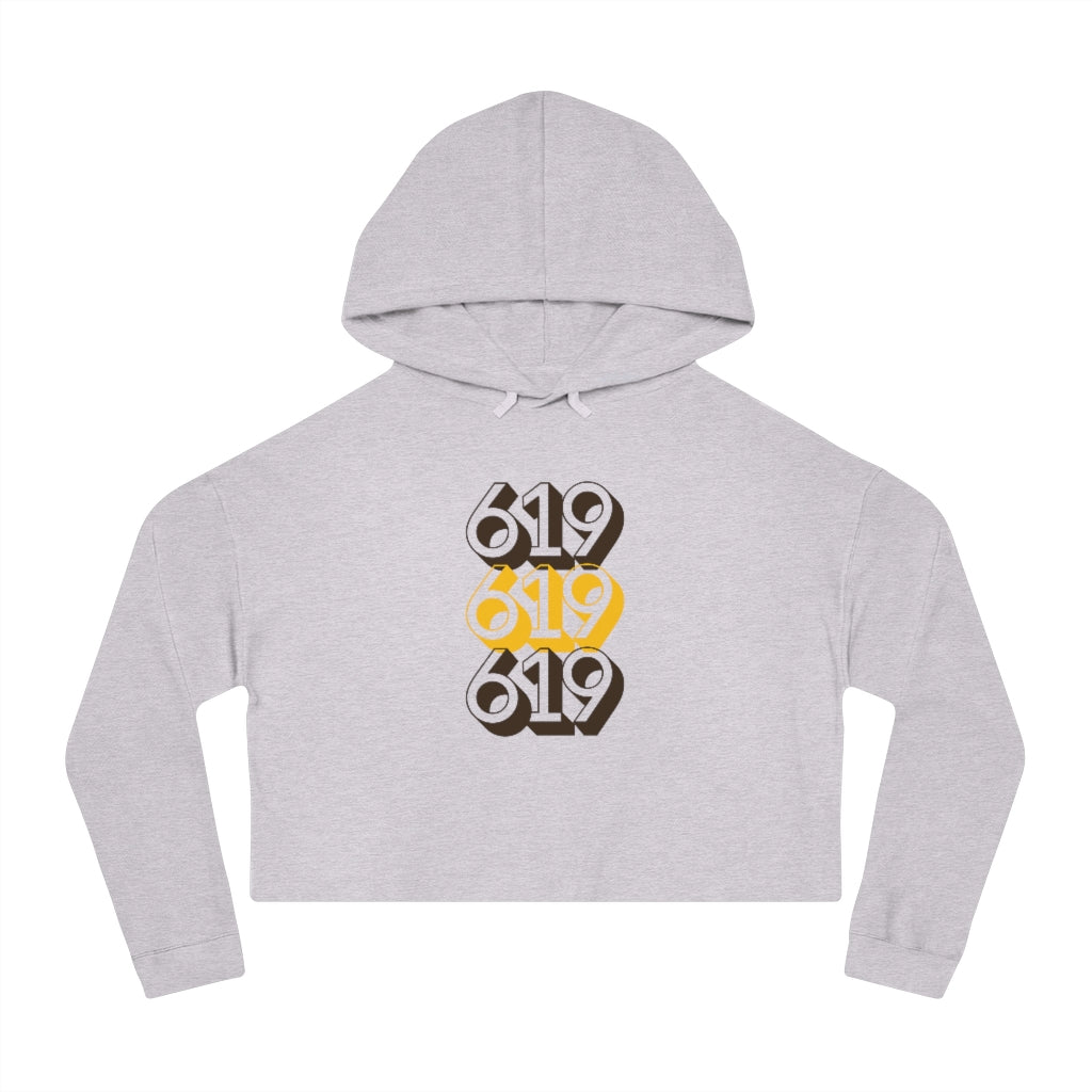 619 Cropped Women's Hoodie | San Diego Brown and Gold Sweatshirt