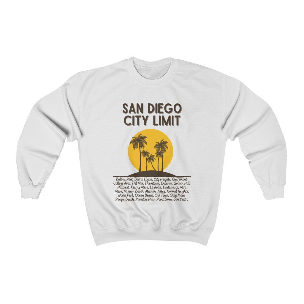 San Diego City Limit Sweatshirt | SD Areas on back (Brown)