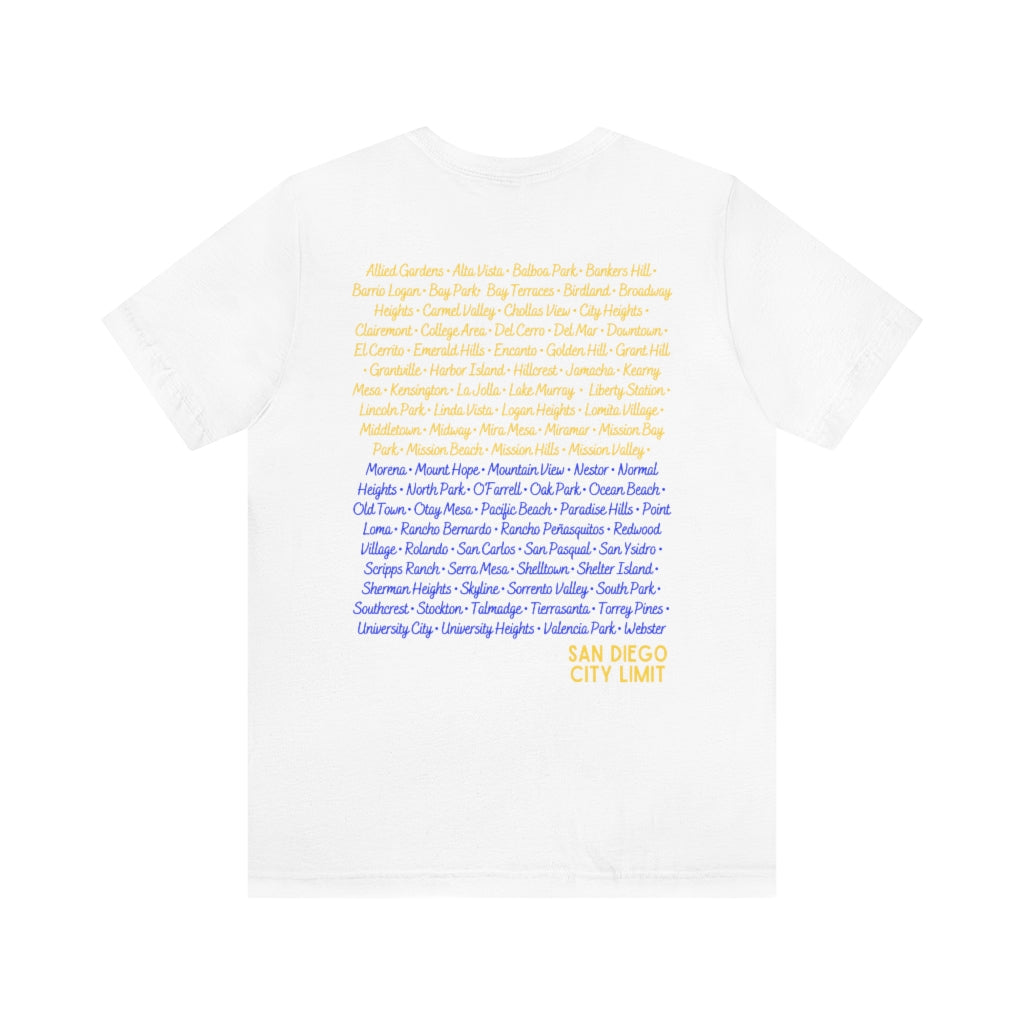 San Diego City Limit Tee | SD Areas on back (Royal Blue)