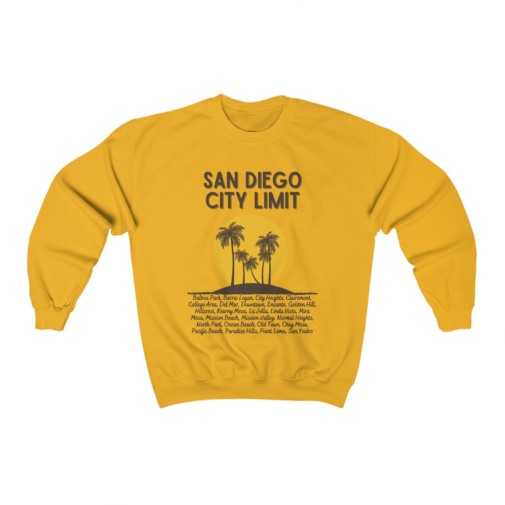 San Diego City Limit Sweatshirt | SD Areas on back (Brown)