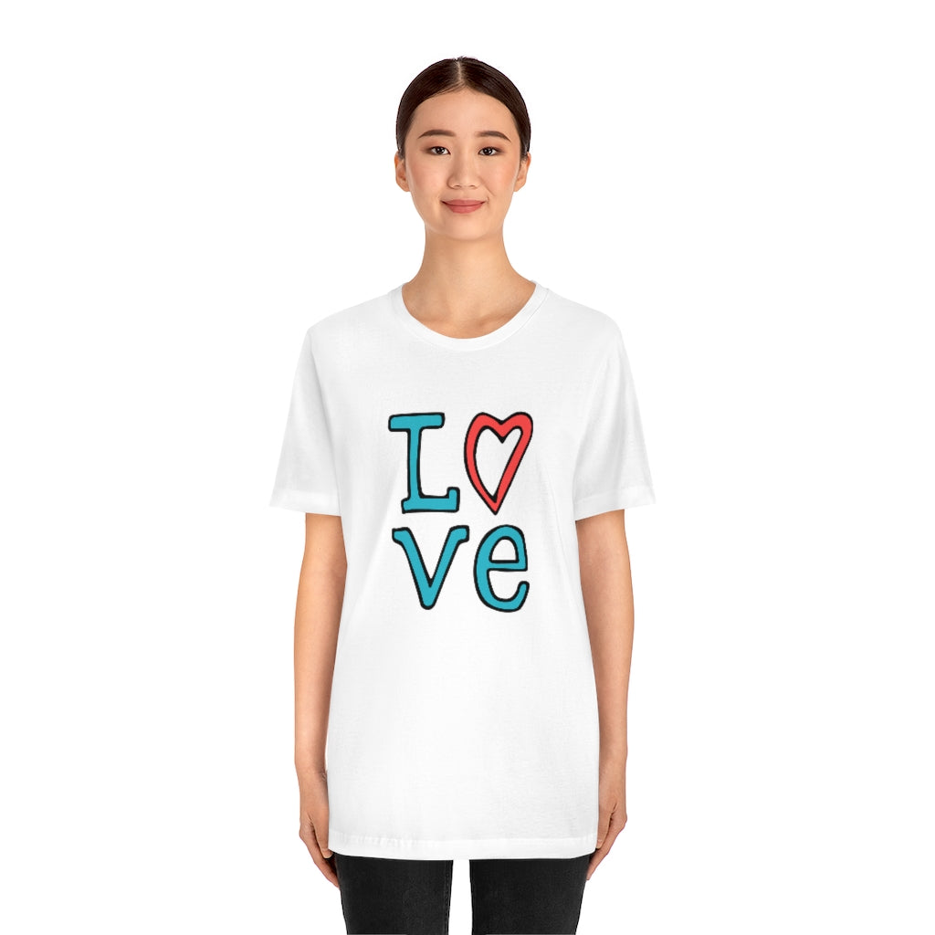 LOVE T-shirt (Red and Teal)