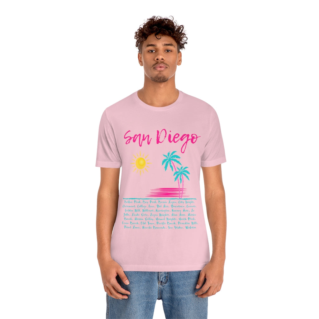 San Diego Neighborhoods Tee | SD Areas T-shirt (Pink)