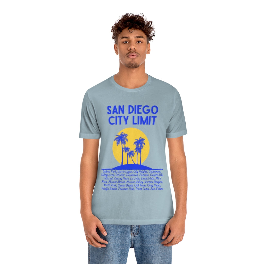 San Diego City Limit Tee | SD Areas on back (Royal Blue)