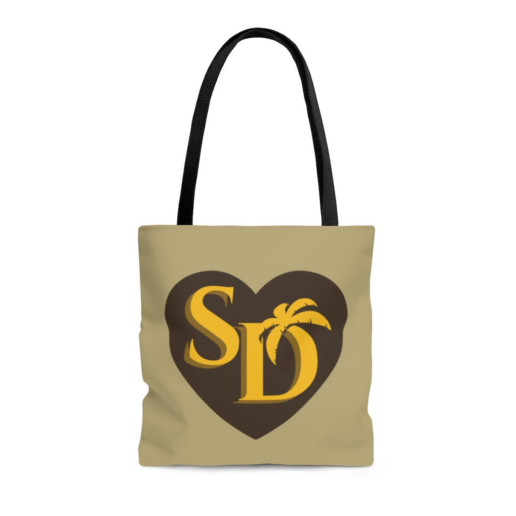I Heart SD Sand, Brown and Gold Tote Bag