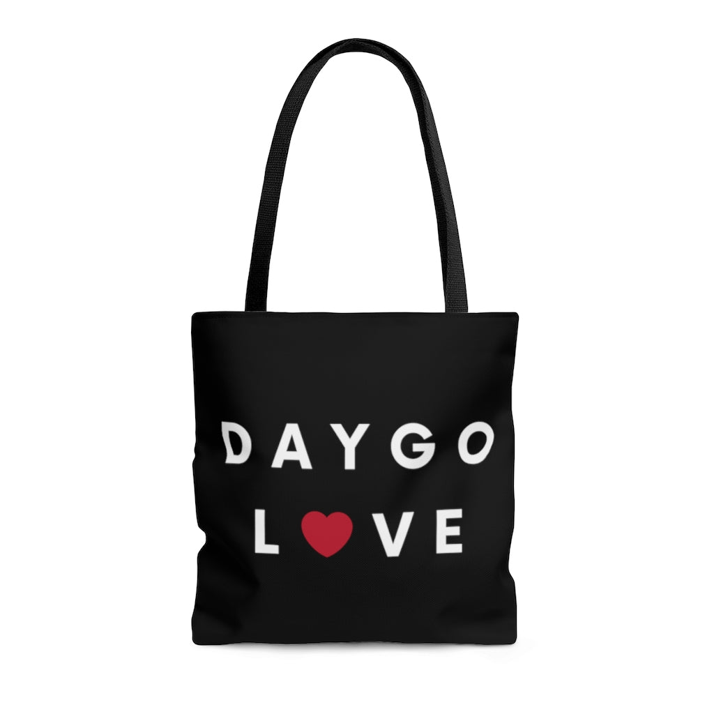Daygo Love Black Tote Bag, San Diego Neighborhood Beach Bag