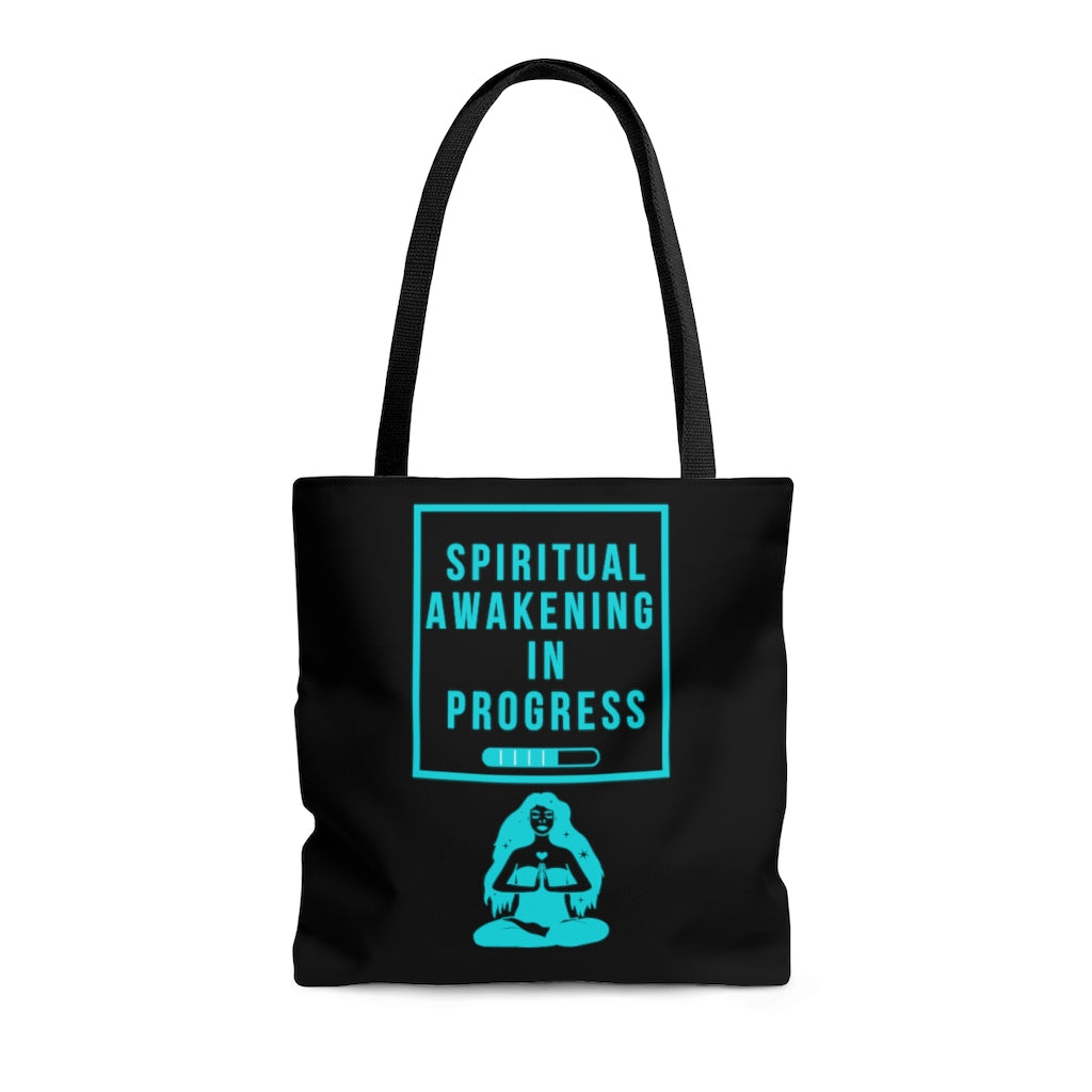 Spiritual Awakening Teal and Black Tote Bag