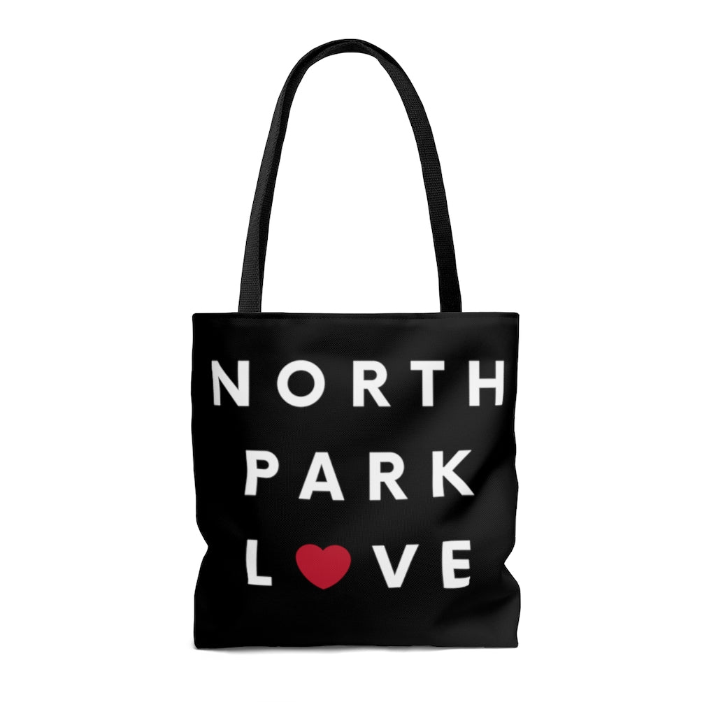 North Park Love Black Tote Bag, SD Shopping Bag, Beach Bag