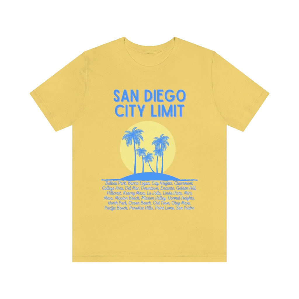 San Diego City Limit Tee | SD Areas on back (Baby Blue)