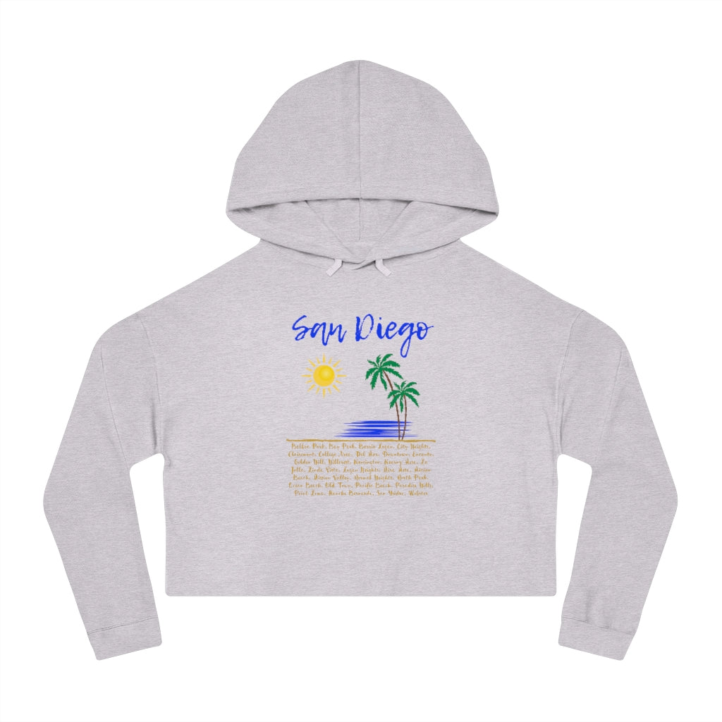 San Diego Beach Neighborhoods Cropped Hoodie (Blue)