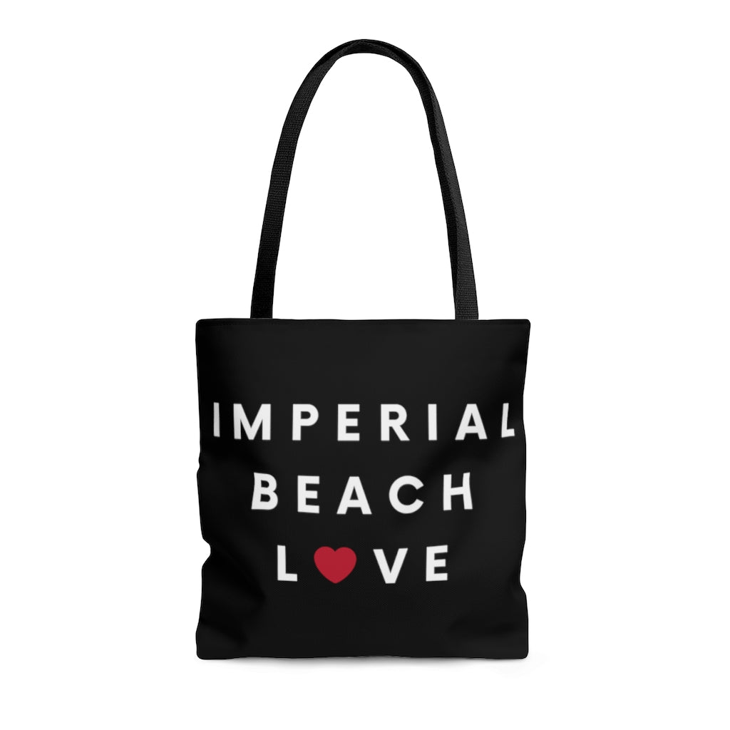Imperial Beach Love Black Tote Bag, IB San Diego County Neighborhood Beach Bag