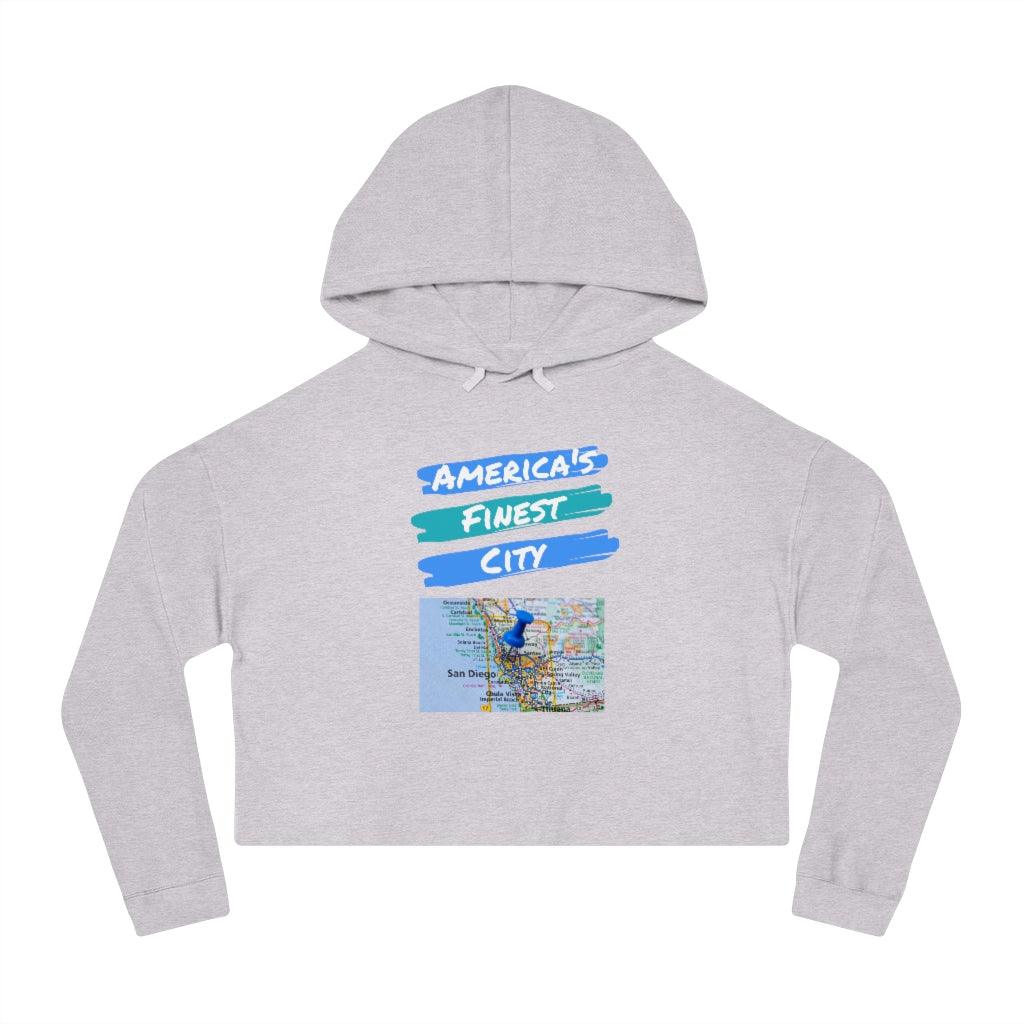 America's Finest City Women's Cropped Hoodie (Blue)