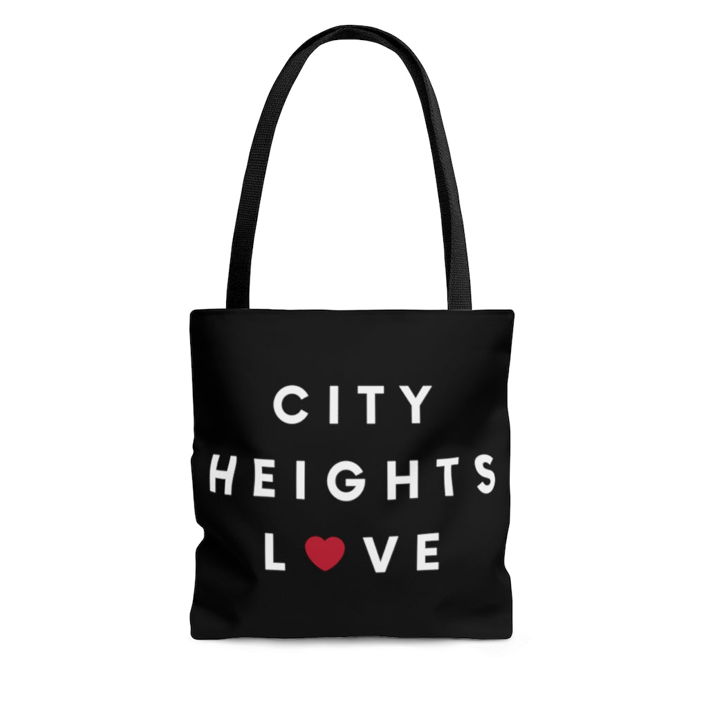 City Heights Love Black Tote, Shopping Bag, Beach Bag