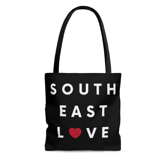 Southeast Love Black Tote Bag, San Diego Neighborhood Beach Bag