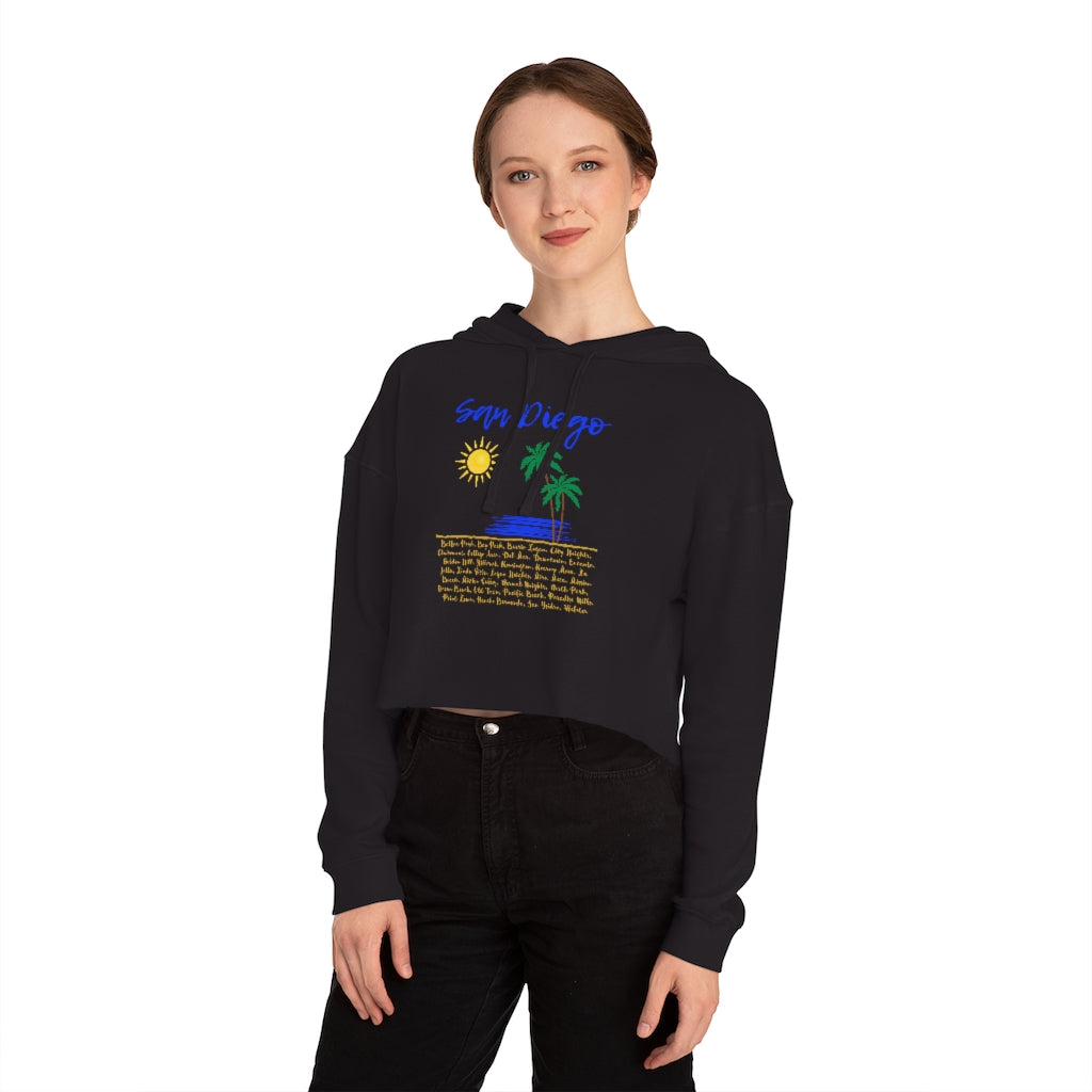 San Diego Beach Neighborhoods Cropped Hoodie (Blue)