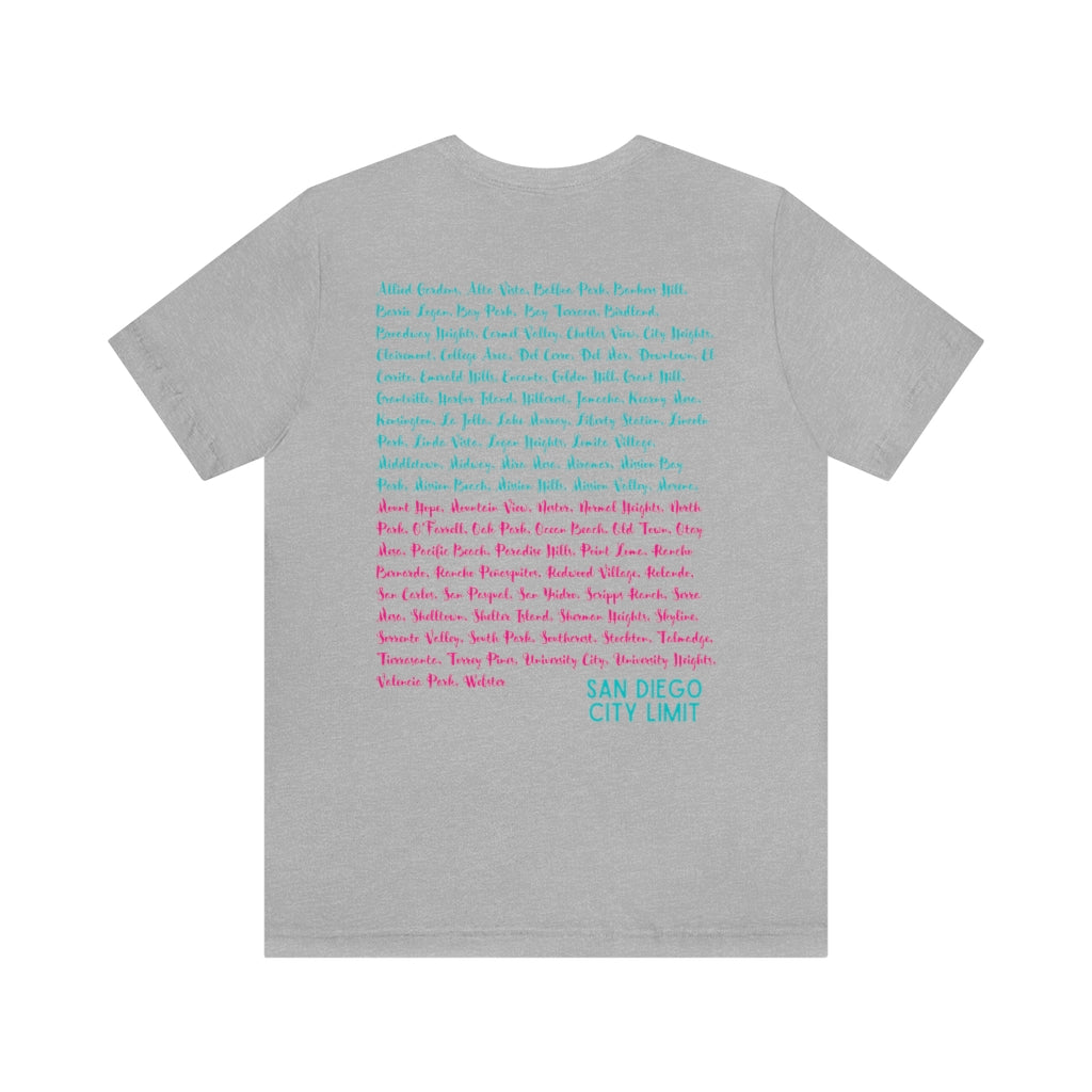 San Diego Neighborhoods Tee | SD Areas T-shirt (Pink)