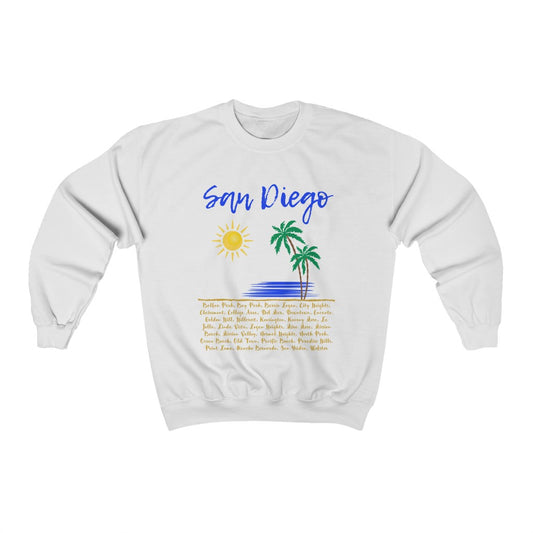 San Diego Neighborhoods Sweatshirt | SD Areas on back (Royal Blue)