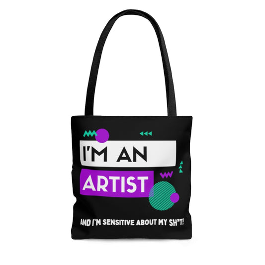 I'm an Artist Purple and Black Tote Bag