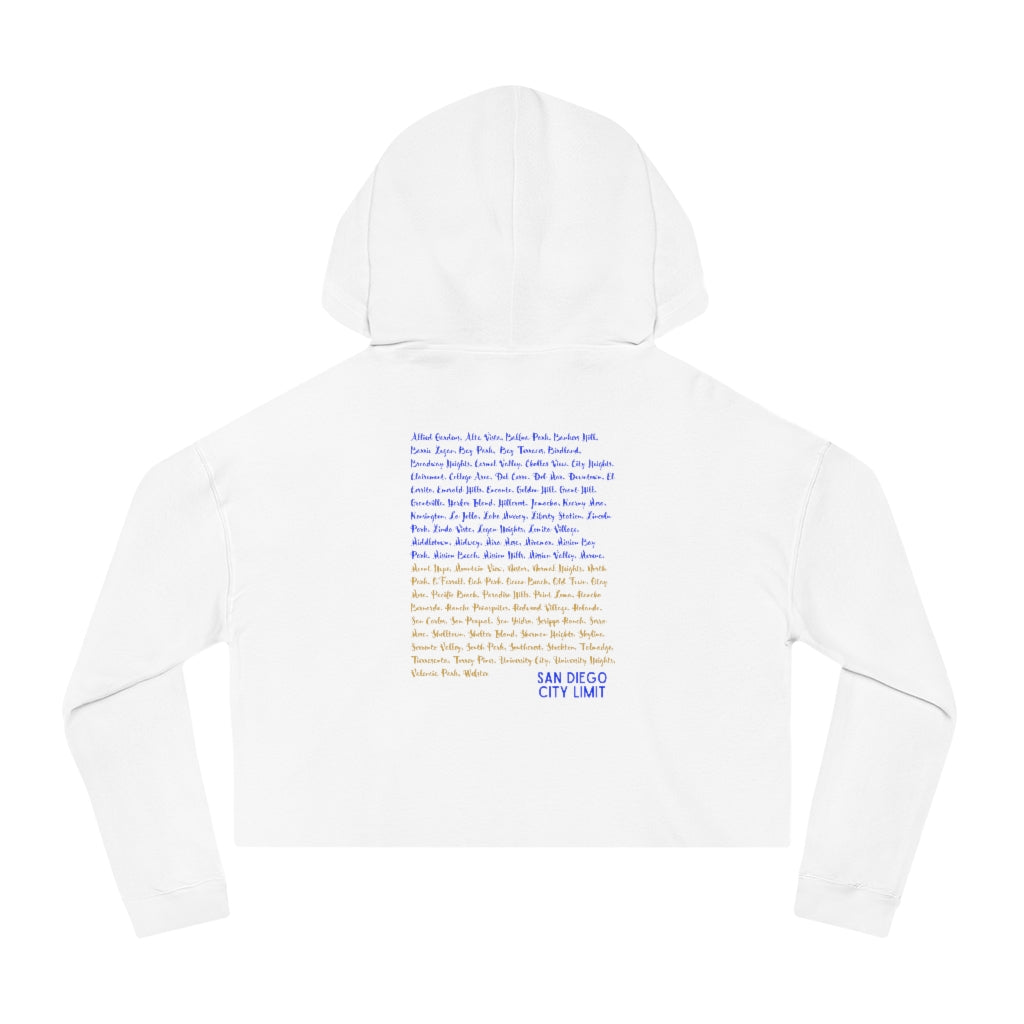 San Diego Beach Neighborhoods Cropped Hoodie (Blue)