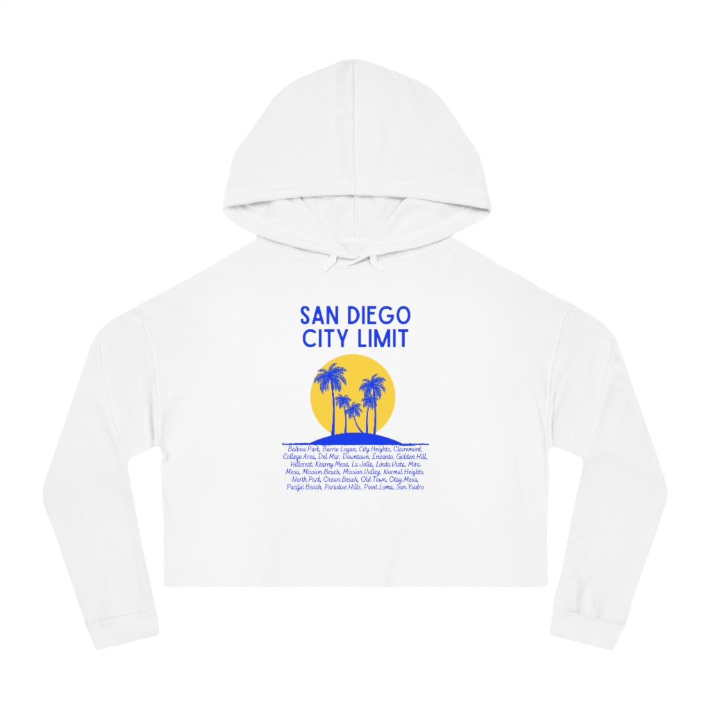 San Diego City Limit Cropped Hooded | SD Areas on back (Royal Blue)