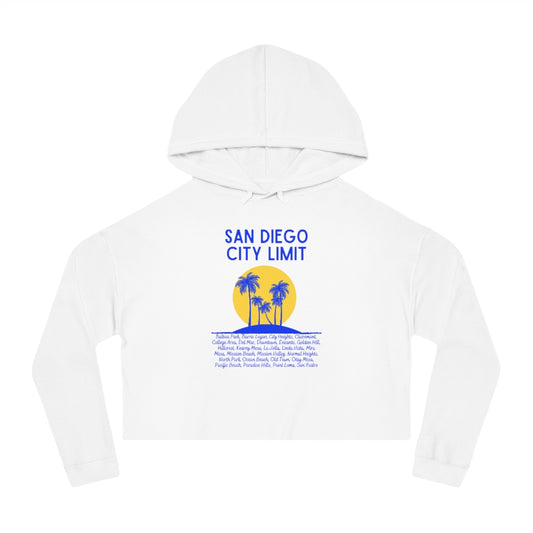 San Diego City Limit Cropped Hooded | SD Areas on back (Royal Blue)