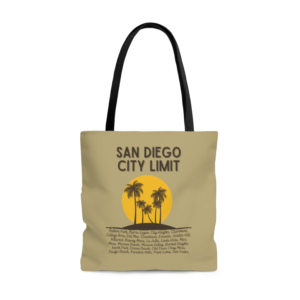 San Diego City Limit Sand and Brown Tote Bag | SD Areas