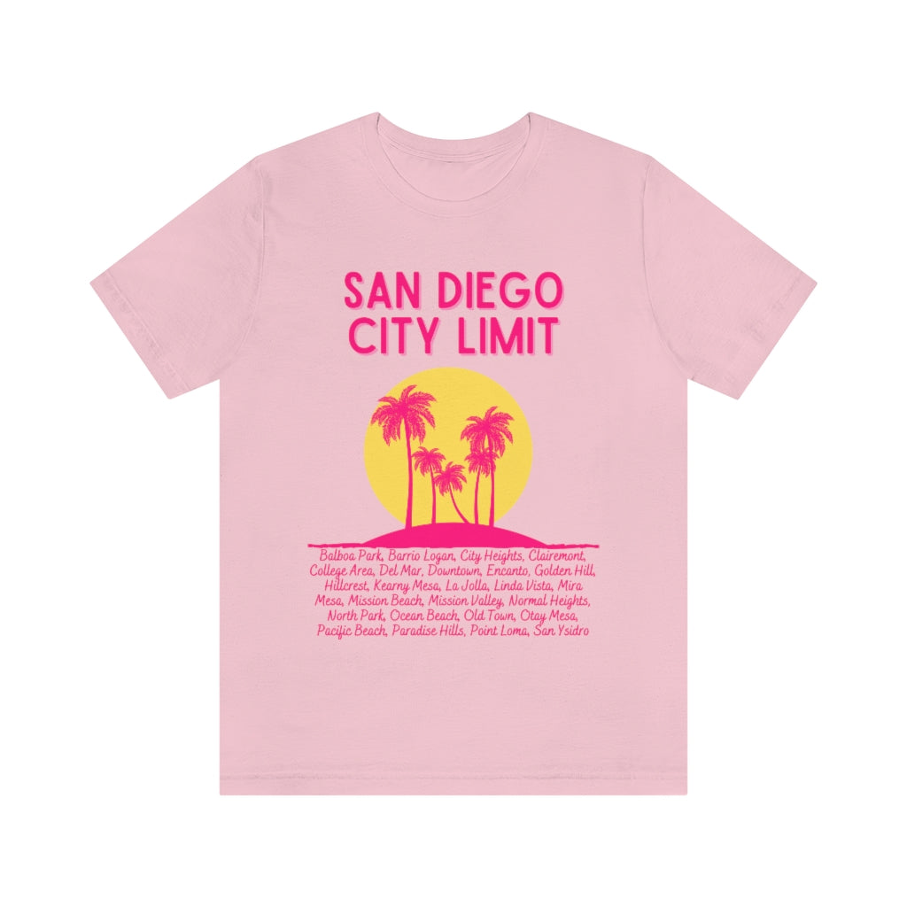 San Diego City Limit Tee | SD Areas on back (Pink)