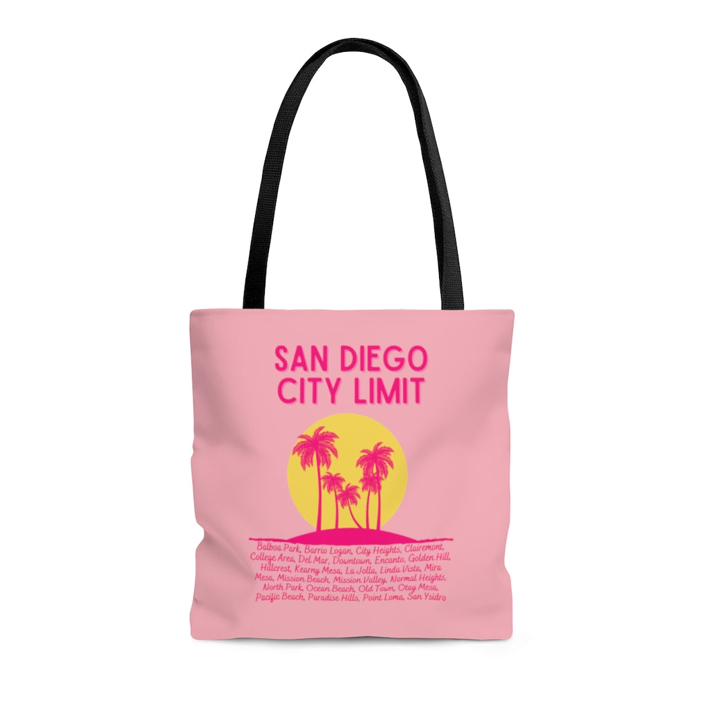San Diego City Limit Pink Tote Bag | SD Areas
